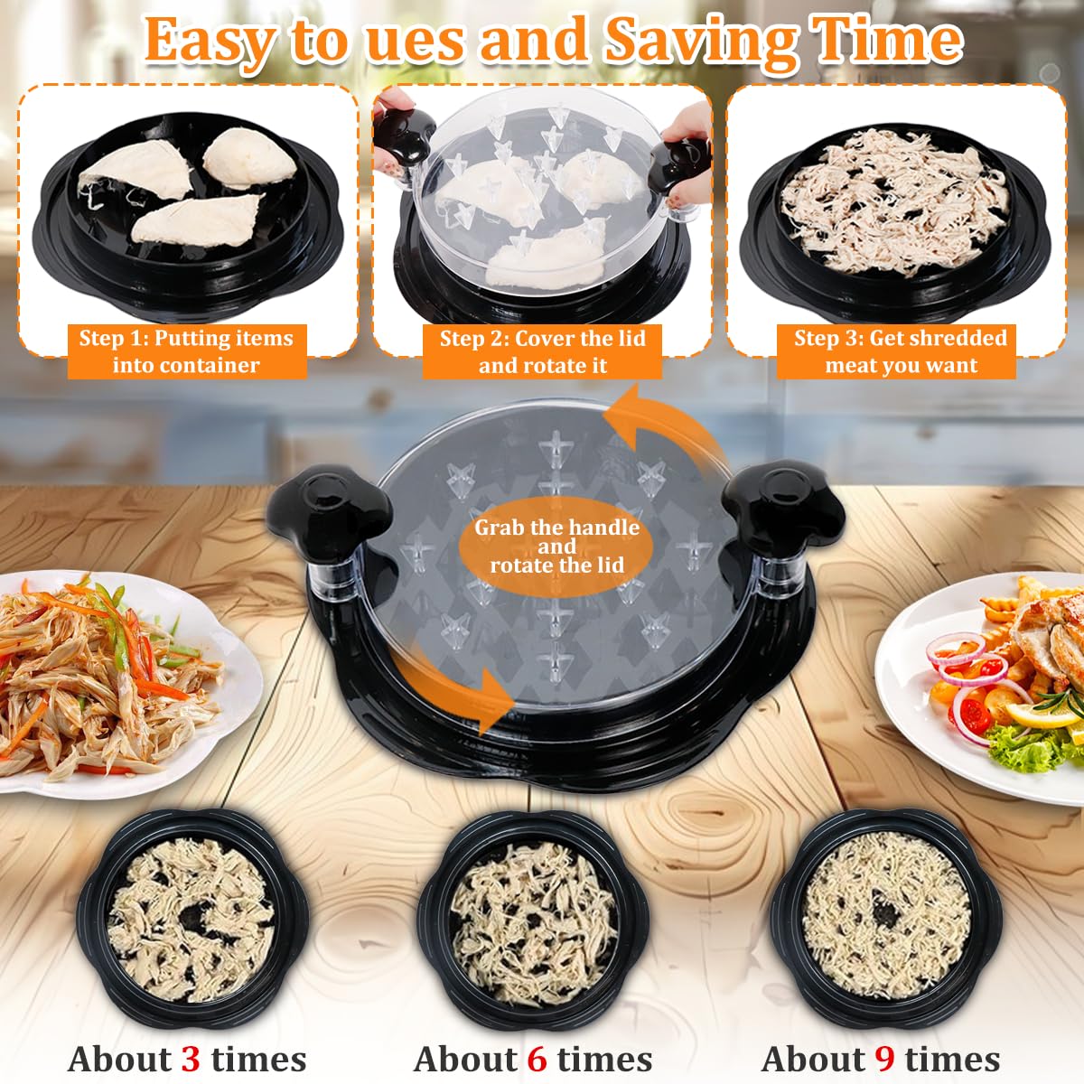 25cm Large Chicken Shredder Tool with Brush – Meat Shredder Twister for Chicken, Pork, Beef & Vegetables | BPA-Free, Heat-Resistant & Anti-Slip**