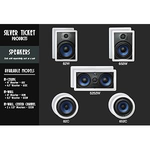 5252W Silver Ticket in-Wall Speaker with Pivoting Tweeter (Dual 5.25 Inch in-Wall Center Channel)