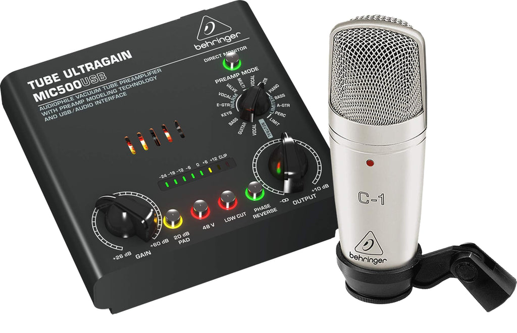 Behringer VOICE STUDIO Complete Recording Bundle – Studio Condenser Microphone, Tube Preamp with 16 Voicings & USB Audio Interface**