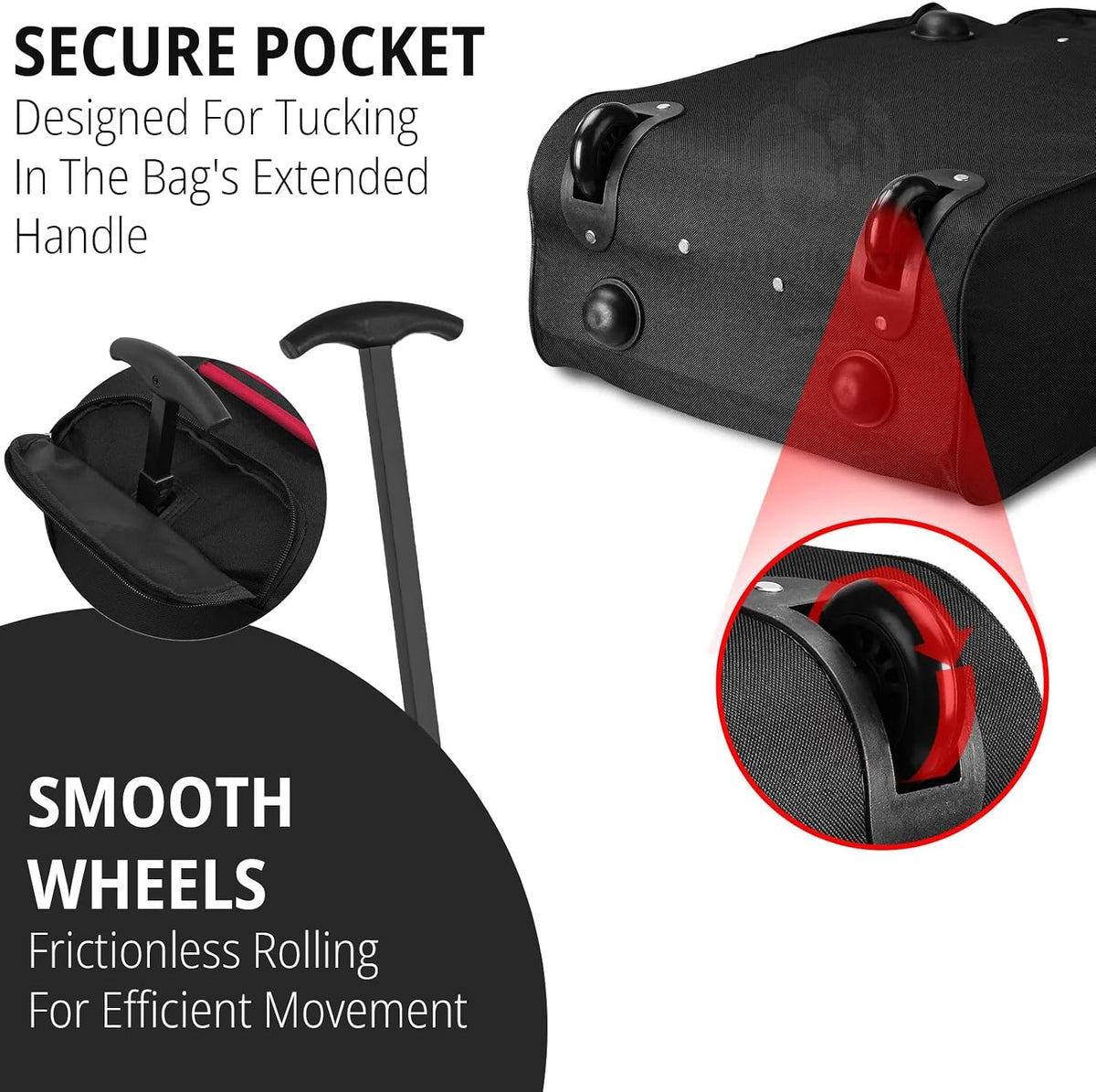 35L Cabin Trolley Bag – 50x35x20cm Lightweight Hand Luggage Suitcase with Wheels, Telescopic Handle & Multi-Pockets, Red/Black**