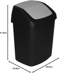 Curver Waste Bin with Swinging Lid, Black/Grey, 15 Litre