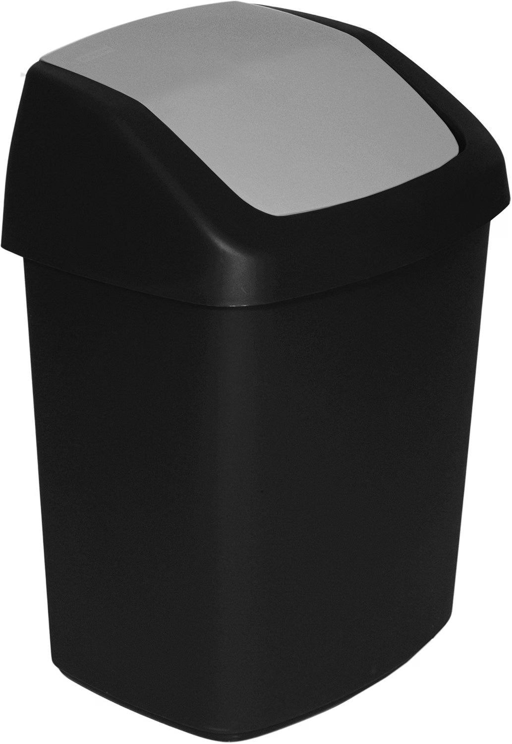 Curver Waste Bin with Swinging Lid, Black/Grey, 15 Litre