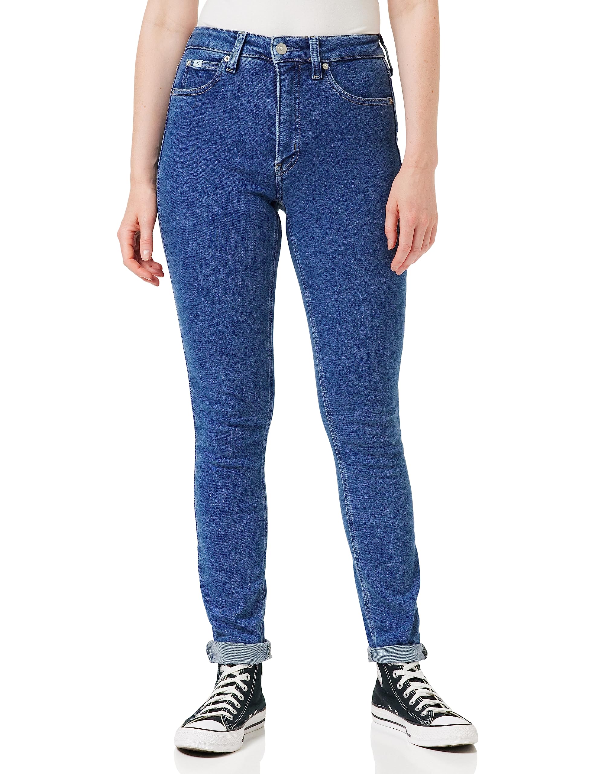 Calvin Klein Women's High Rise Skinny Fit Jeans, Blue (Denim Medium), 24W/34L