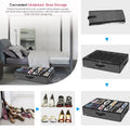 Onlyeasy Under Bed Shoe Storage Organiser – Holds Up to 12 Pairs, Foldable Underbed Shoe Box with Clear Window & Sturdy Handles, Linen-Look Black**