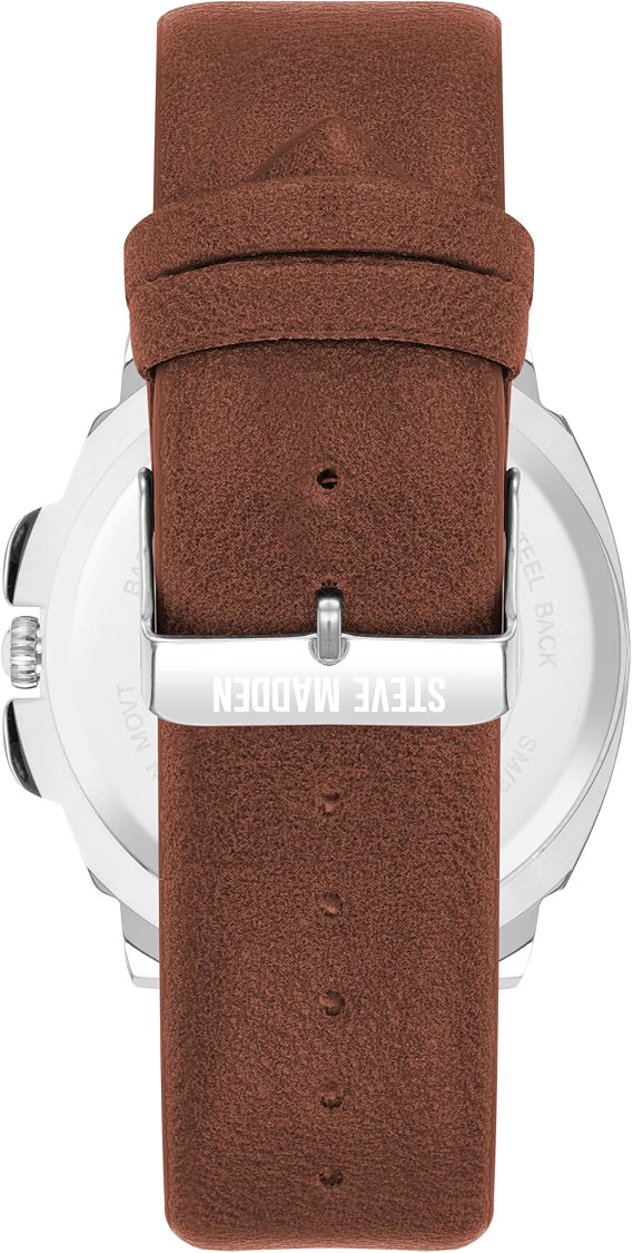 Steve Madden Men's Strap Watch Brown Leather