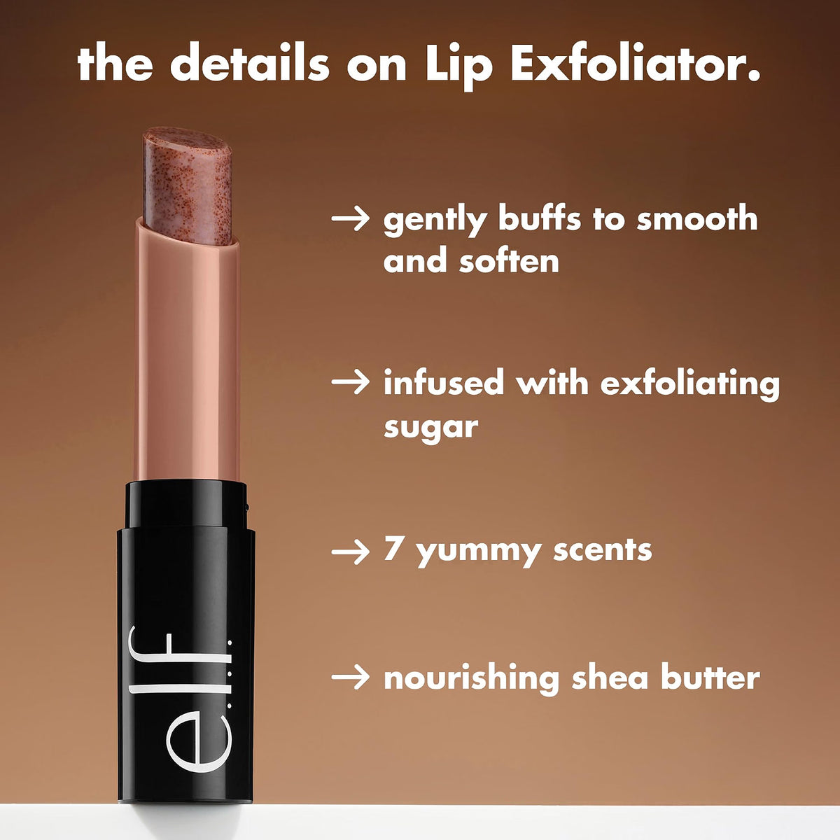 e.l.f. Lip Exfoliator, Moisturising Scented Lip Scrub For Exfoliating and Smoothing Lips, Infused With Jojoba Oil, Vegan and Cruelty-free, Brown Sugar