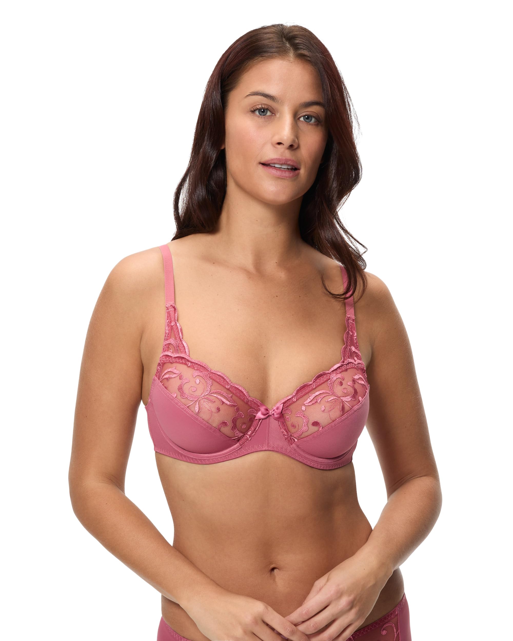 Playtex Bra Woman Essential Elegance Embroidery Underwire Bra x1, Pink, 38DD