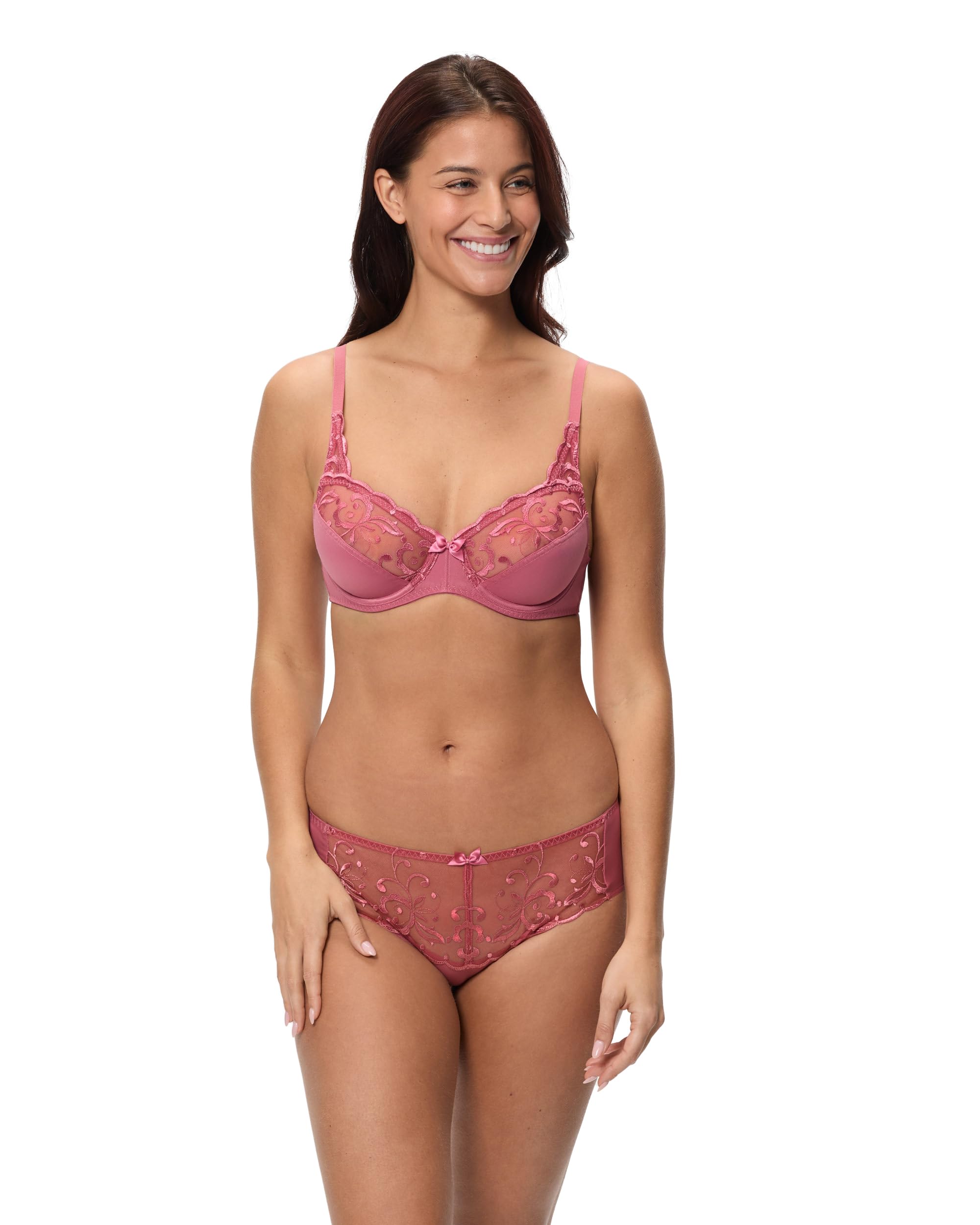 Playtex Bra Woman Essential Elegance Embroidery Underwire Bra x1, Pink, 38DD