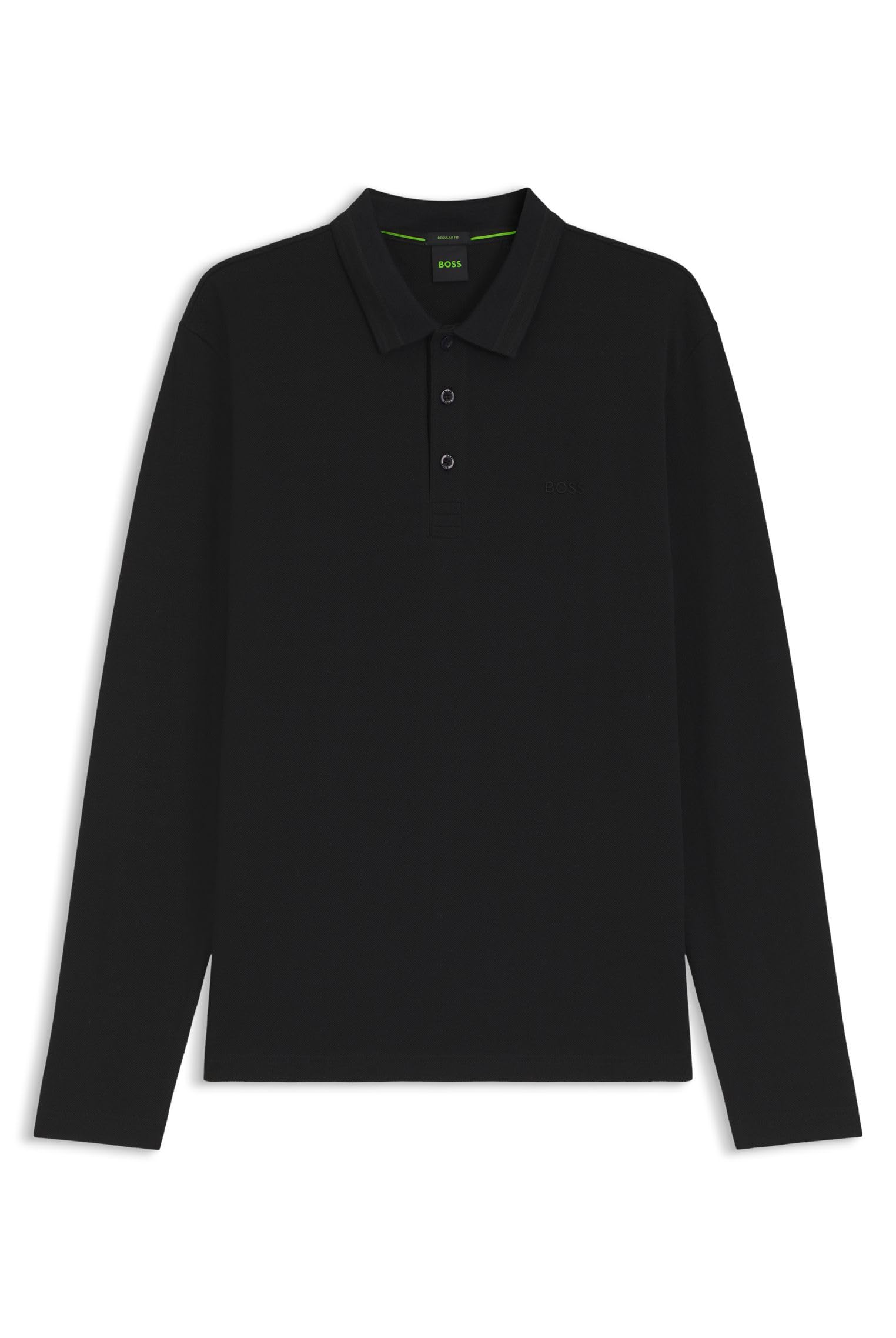 BOSS Mens Plisy Long-Sleeved Cotton Piqu'e Polo